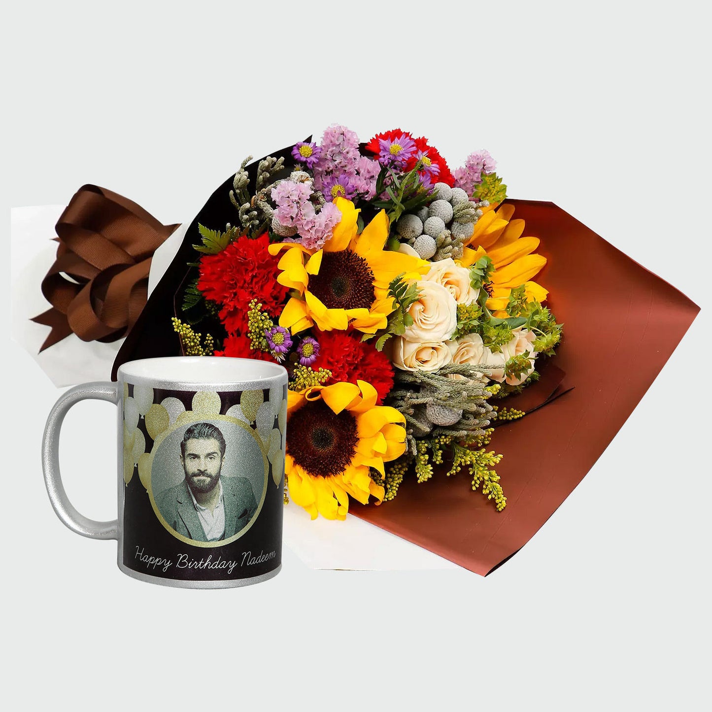 Flower Bouquet And Personalised Mug